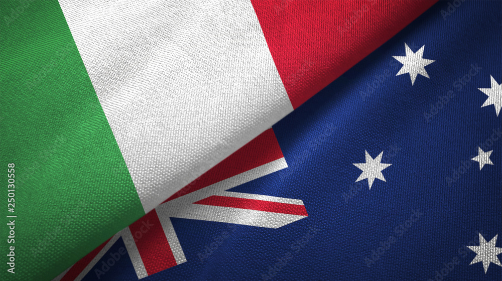 Italy and Australia two flags textile cloth, fabric texture Italy and Australia two flags textile cloth, fabric texture