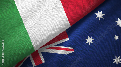 Italy and Australia two flags textile cloth, fabric texture