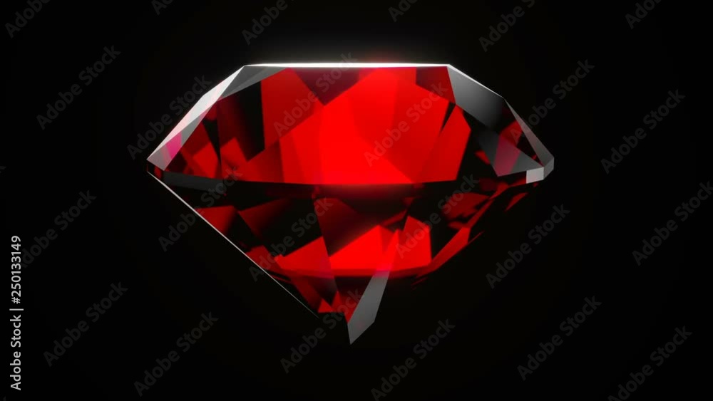 Realistic ruby gemstone isolated on black background.