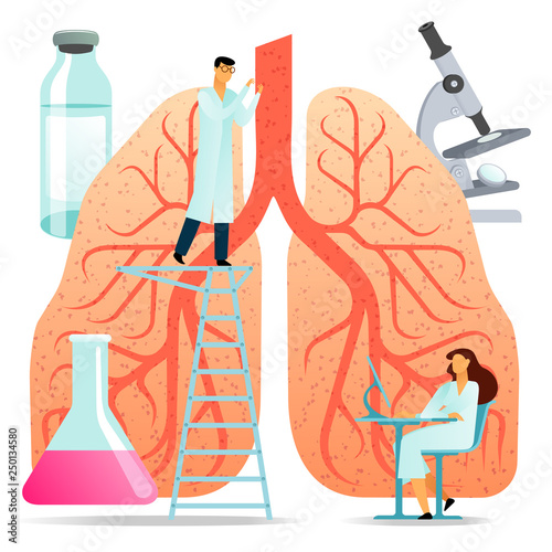 Vector flat illustrations, large human lungs on a white background