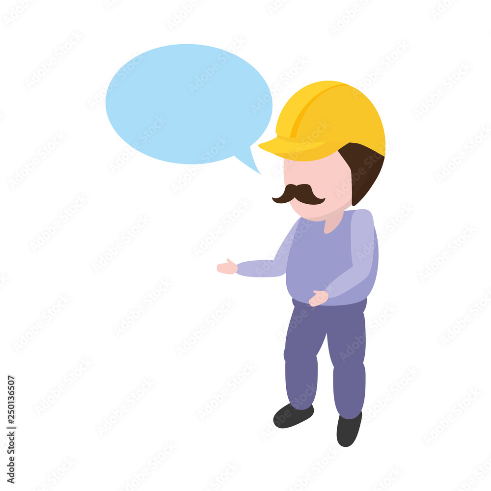 worker with hardhat and speech bubble worker with hardhat and speech bubble