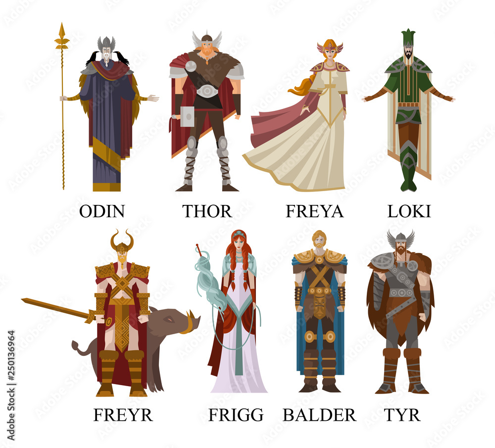 Norse Nordic Mythology Gods Stock Vector Adobe Stock