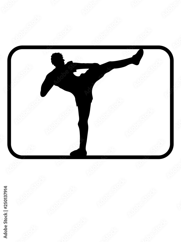kontur kickboxer logo schild rahmen kickboxen karate judo kampfsport treten  kämpfen tai-chi kampfkunst verein team crew gewinner shirt thaiboxen boxen  clipart silhouette Stock Illustration | Adobe Stock