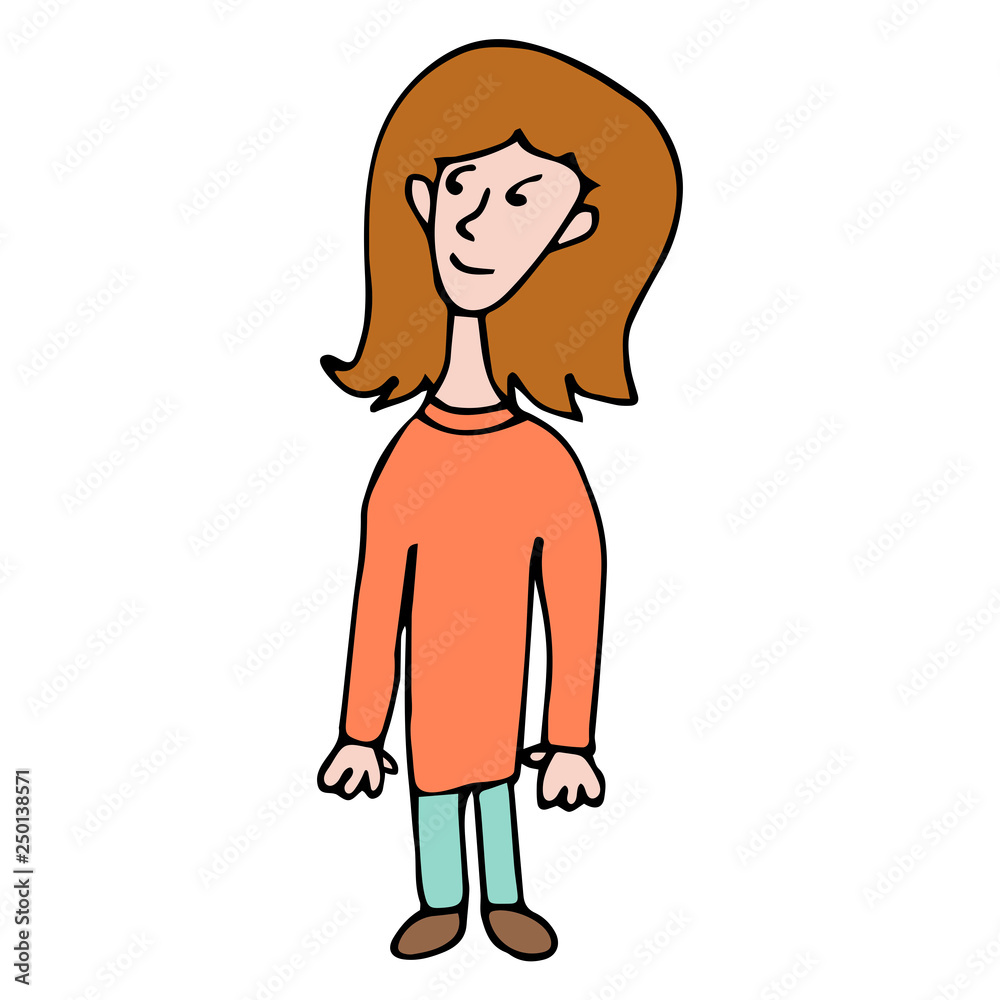 Cartoon doodle linear woman isolated on white background. Vector illustration. Cartoon doodle linear woman isolated on white background. Vector illustration.