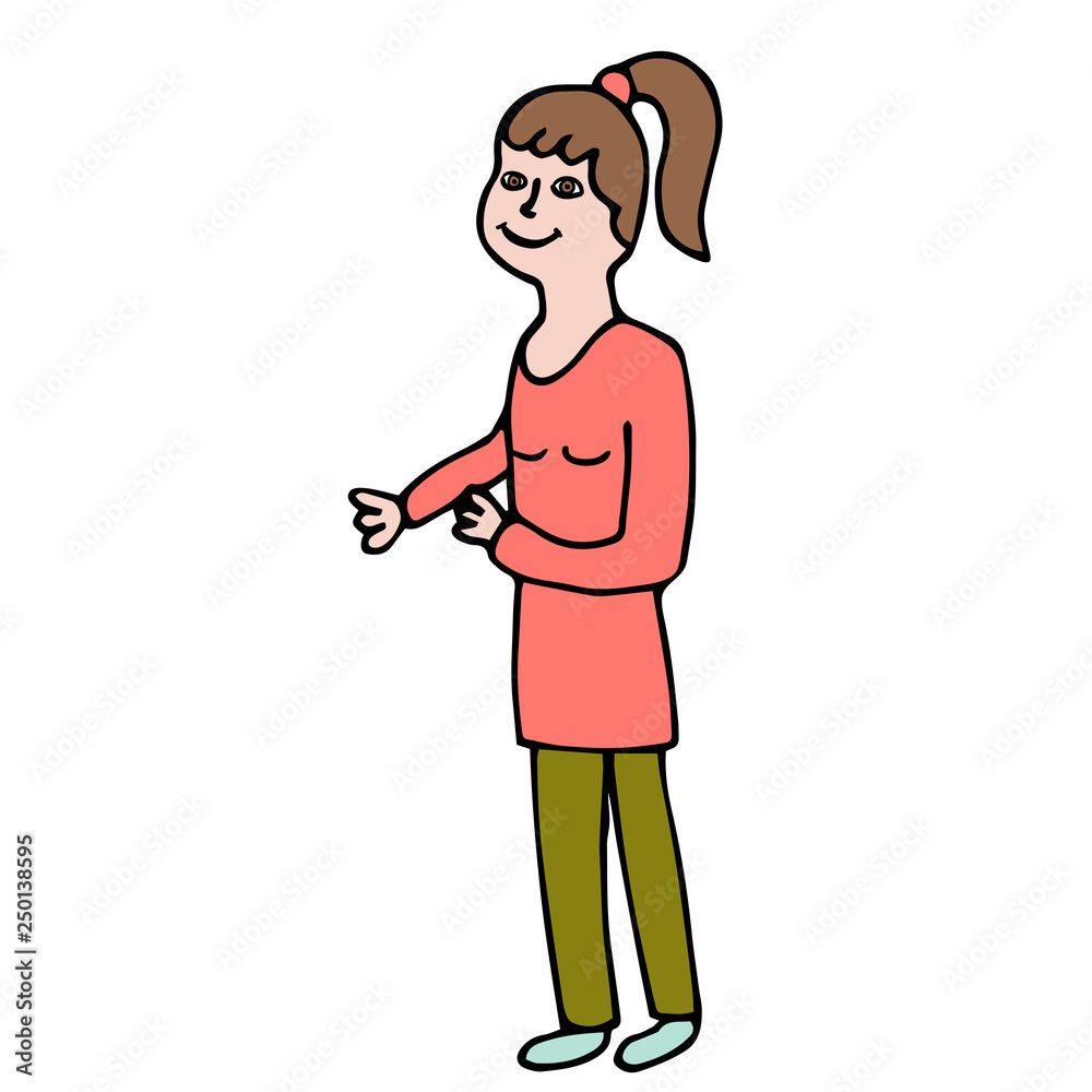 Cartoon doodle linear woman isolated on white background. Vector illustration. Cartoon doodle linear woman isolated on white background. Vector illustration.
