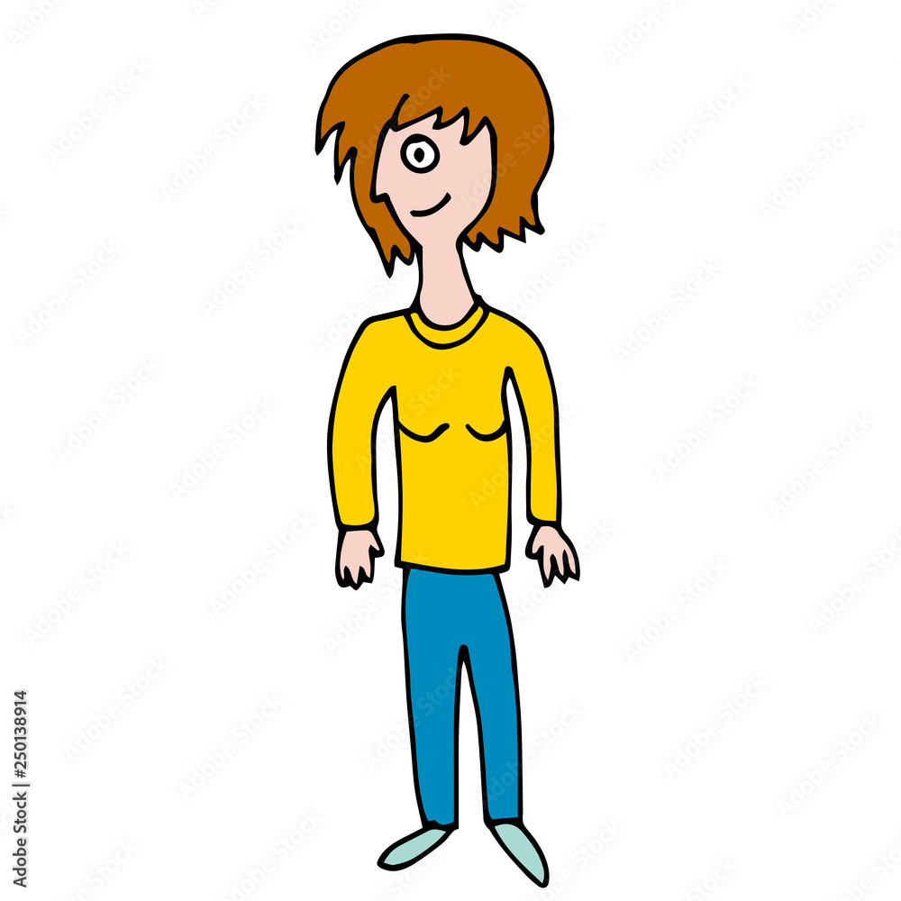 Cartoon doodle linear woman isolated on white background. Vector illustration. Cartoon doodle linear woman isolated on white background. Vector illustration.