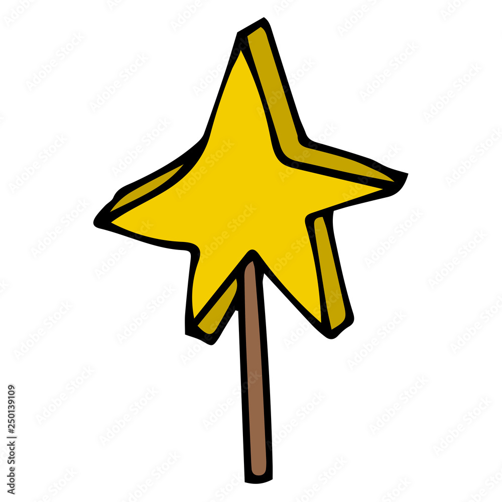 Cartoon doodle linear magic wand isolated on white background. Vector illustration. Cartoon doodle linear magic wand isolated on white background. Vector illustration.