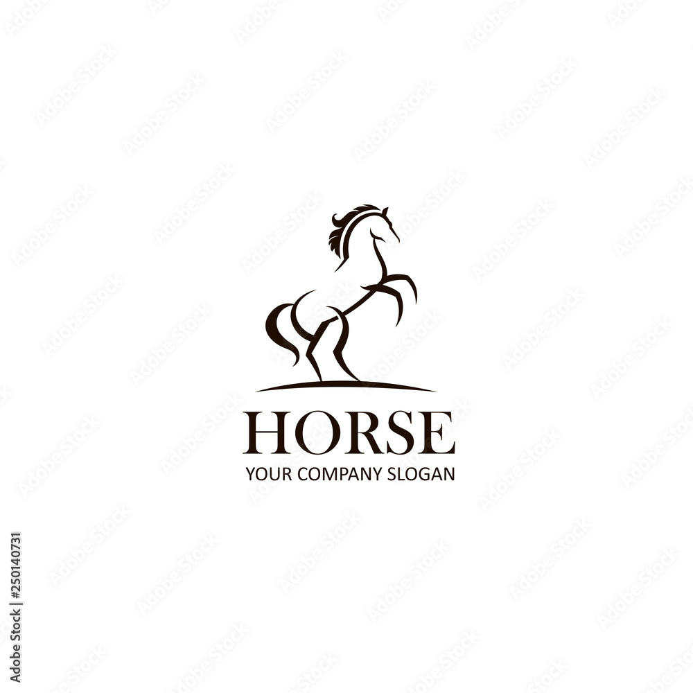 abstract gold emblem of horse on white background