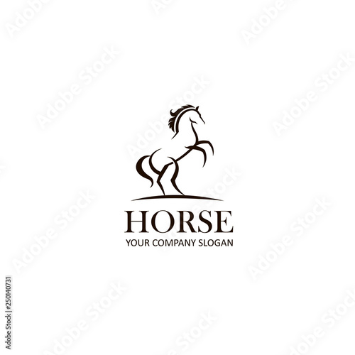 abstract gold emblem of horse on white background