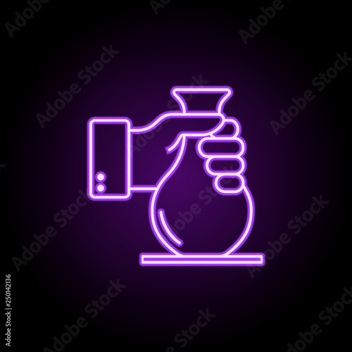 budget, debt, hand icon. Elements of Growth hacking in neon style icons. Simple icon for websites, web design, mobile app, info graphics