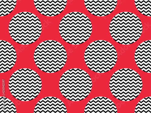 Zigzag seamless pattern with black and red color. Abstract geometric background. Vector illustration