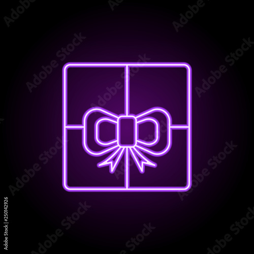 gift box outline icon. Elements of Security in neon style icons. Simple icon for websites, web design, mobile app, info graphics