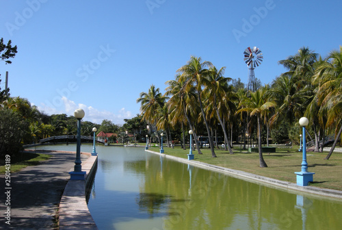 Lagoon and palm trees at Josone Park - Parque Josone Varadero Cuba © Evan