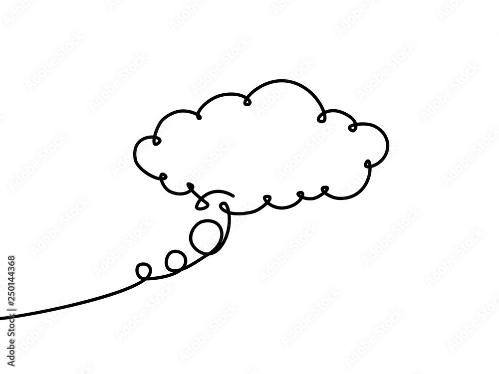 continuous line drawing of dream cloud isolated. vector illustration. vector illustration for banner, poster, web, template. Black thin line image of dream cloud icon - Vector continuous line drawing of dream cloud isolated. vector illustration. vector illustration for banner, poster, web, template. Black thin line image of dream cloud icon - Vector