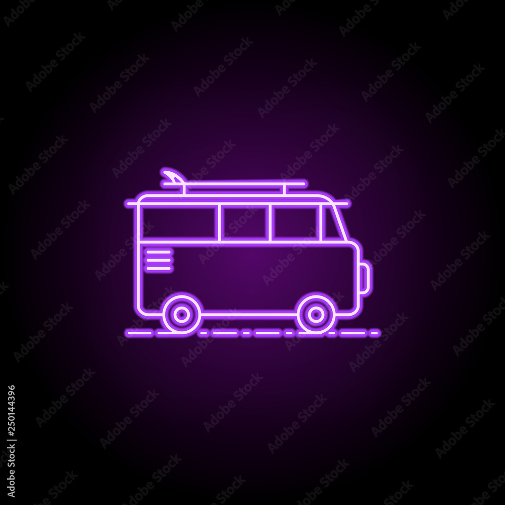 tourist van dusk style icon. Elements of Summer holiday & Travel in neon style icons. Simple icon for websites, web design, mobile app, info graphics