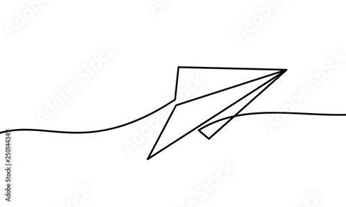 continuous line drawing of plane paper vector illustration. vector illustration. vector illustration for banner, poster, web, template. Black thin line image of plane paper icon - Vector
