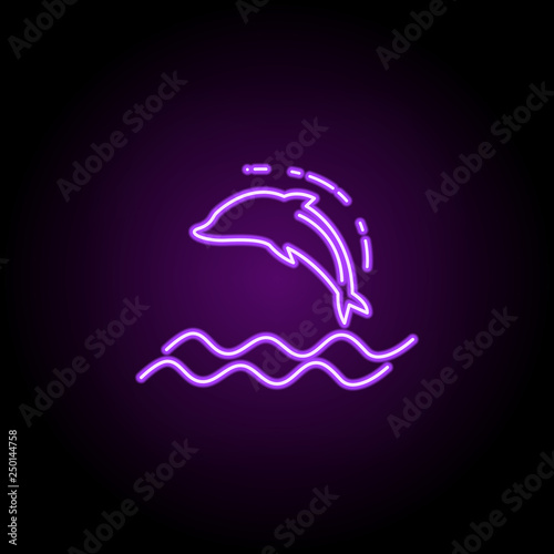 dolphin dusk style icon. Elements of Summer holiday & Travel in neon style icons. Simple icon for websites, web design, mobile app, info graphics
