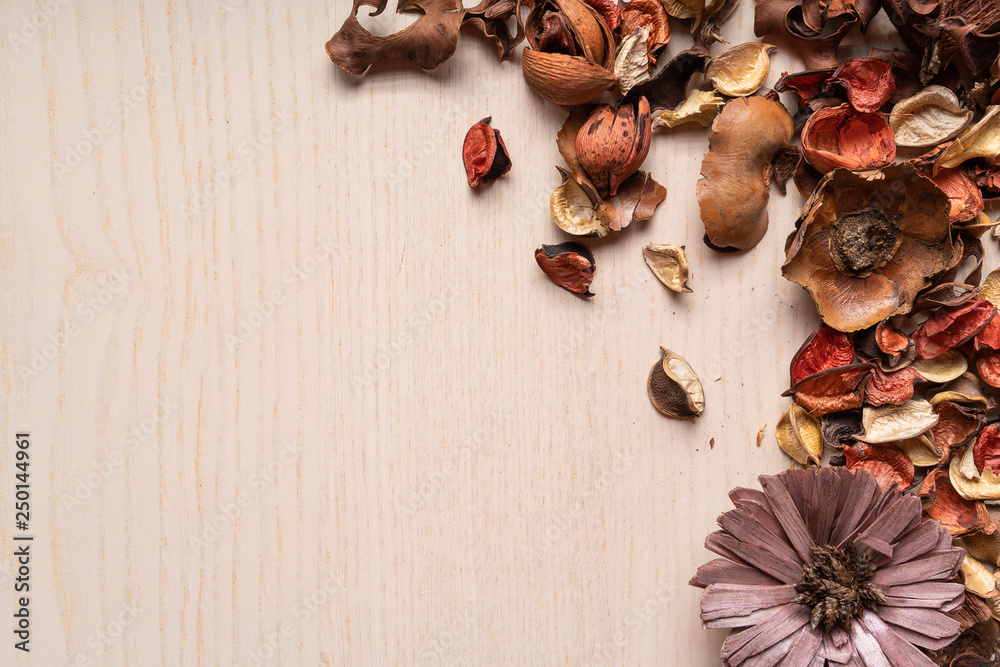 Autumn composition. Frame made of autumn dried leaves on white background. Flat lay, top view, copy space