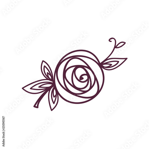 Rose. Stylized flower symbol. Outline hand drawing icon