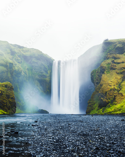 Famous Skogafoss waterfall on Skoga river  Iceland