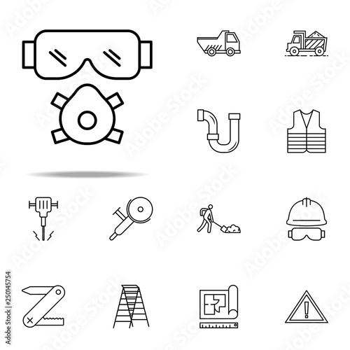 building glasses and mask outline icon. Construction icons universal set for web and mobile