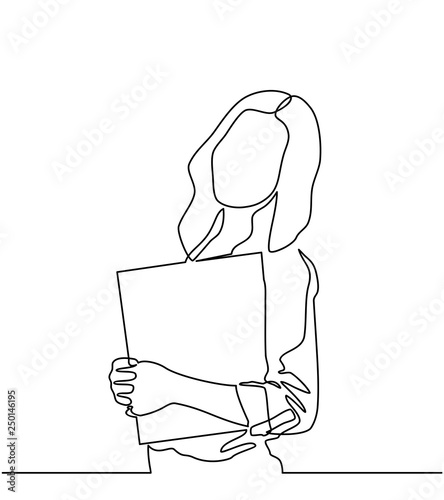 continuous line drawing of a businesswomen is opening a book. one vector line - Vector