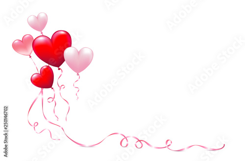 Luftballon Herzen mit Schleife,  Karte für Muttertag, Valentinstag, Hochzeit uvm Vektor Illustration isoliert auf weißem Hintergrund