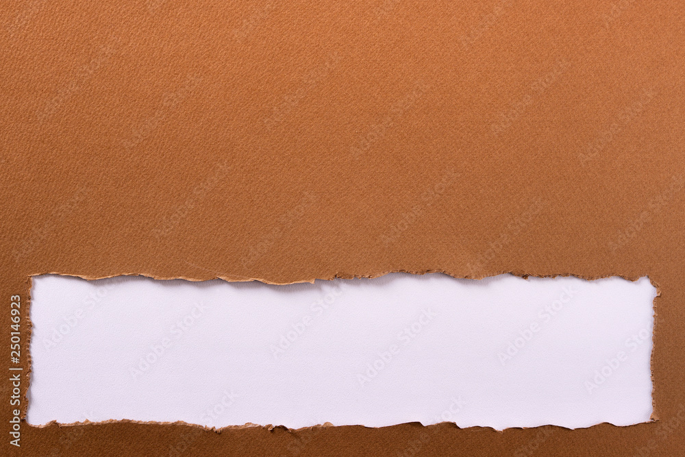 Torn brown paper strip bottom edge header background frame