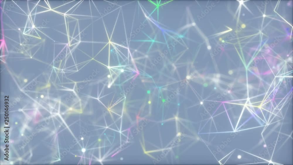 Multicolored structures on a blue background.3D animation showing multi core processing and data points.Seamless loop.