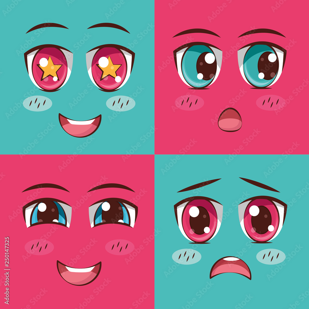 face anime emoticon set face anime emoticon set