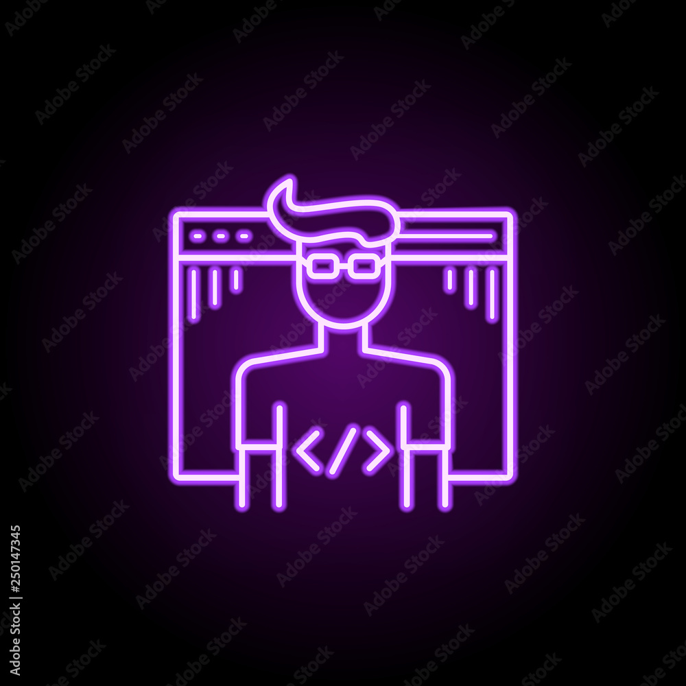 web developer icon. Elements of Web development in neon style icons. Simple icon for websites, web design, mobile app, info graphics web developer icon. Elements of Web development in neon style icons. Simple icon for websites, web design, mobile app, info graphics