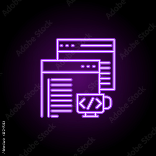 back end development icon. Elements of Web development in neon style icons. Simple icon for websites, web design, mobile app, info graphics