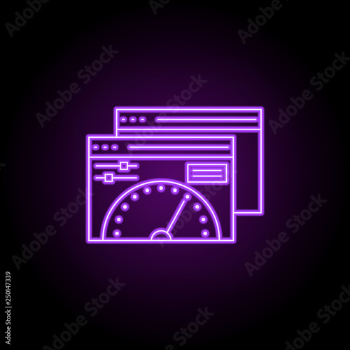 dedicated dashboard icon. Elements of Web development in neon style icons. Simple icon for websites, web design, mobile app, info graphics