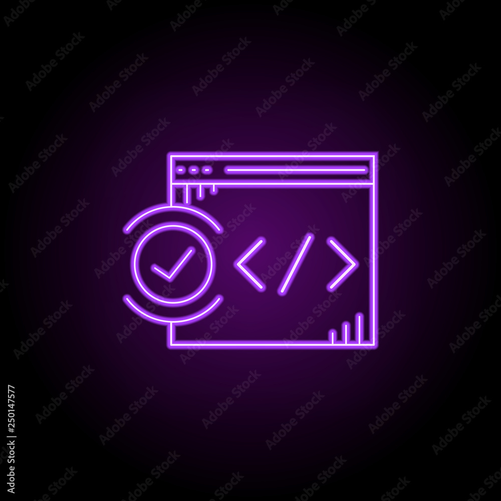 web validation icon. Elements of Web development in neon style icons. Simple icon for websites, web design, mobile app, info graphics web validation icon. Elements of Web development in neon style icons. Simple icon for websites, web design, mobile app, info graphics