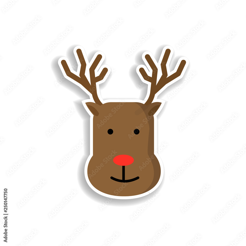 Fototapeta premium deer sticker icon. Elements of Chrismas in color icons. Simple icon for websites, web design, mobile app, info graphics