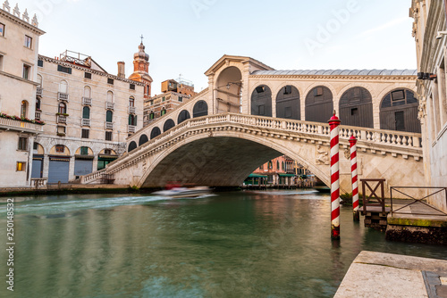Grand Canal and Rialto bridge in Venice, Italy. View of Venice Rialto bridge. Architecture and landmarks of Venice © bychykhin