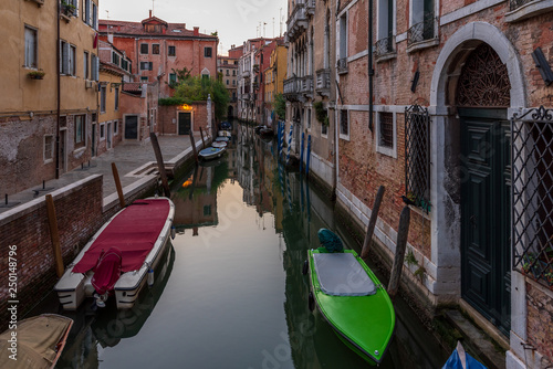 Italy beauty, typical canal street in Venice, Venezia before sunrise