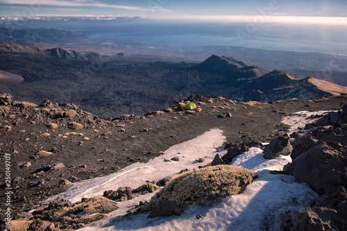 High Altitude Landscape Wild Camp In Etna Park, Sicily