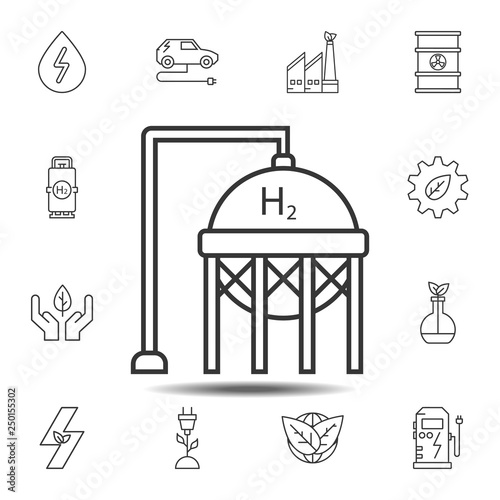 Hydrogen tank icon. Simple thin line, outline vector element of Sustainable Energy icons set for UI and UX, website or mobile application