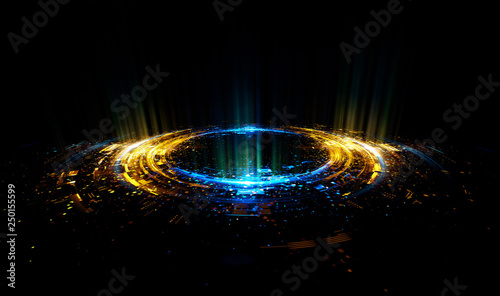 Abstract background. Motion swirl. Glowing circle. Bright spiral. Glow podium. Empty Scene. Space tunnel. Light ellipse. Glint galaxy. Oval stage. Led studio. Lens flare. Glare ring. Show disc.