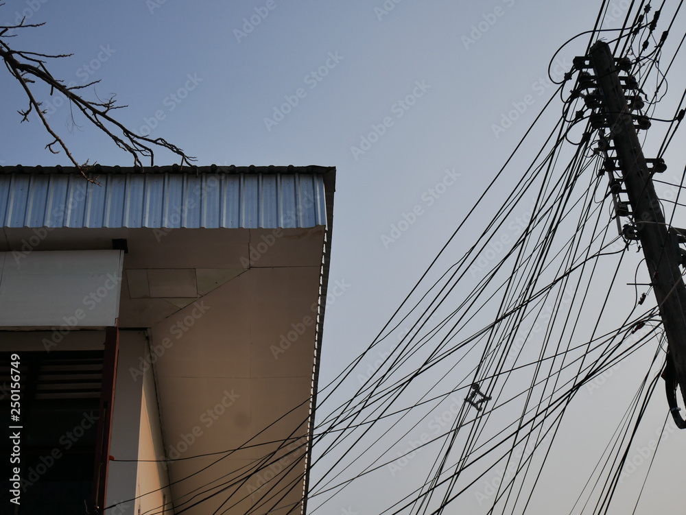 Fototapeta premium electric pole and wire