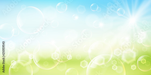 新緑 シャボン玉 草原 背景 Stock Vector Adobe Stock