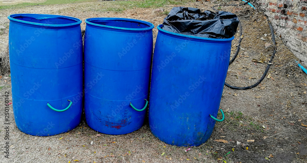 Front or Back Yard, Garbage, Recycling, Autumn, Dirt Front or Back Yard, Garbage, Recycling, Autumn, Dirt