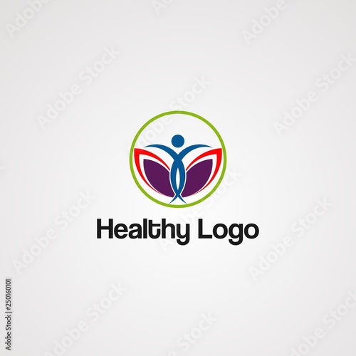 healthy human logo vector, icon, element, and template