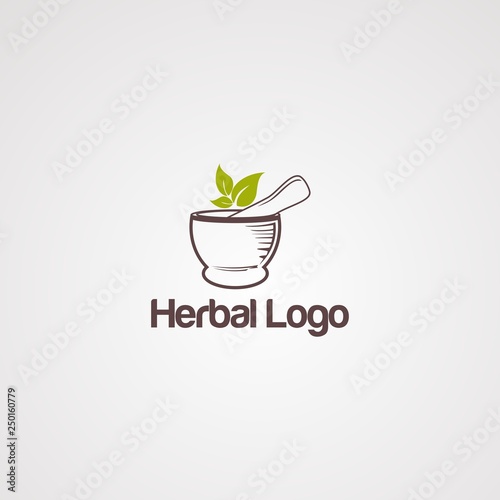 abstract herbal logo vector template with leaf  and traditional concept