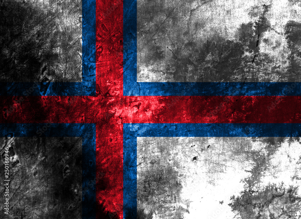 Fototapeta premium Faroe Islands grunge flag, Denmark dependent territory flag