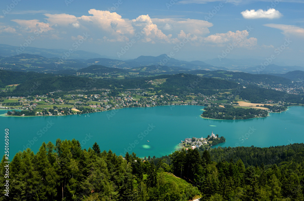 Village Maria Worth on the lake Worthersee in Carinthia,Austria