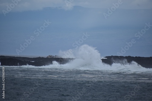 Huge wave breaking on the rocks
