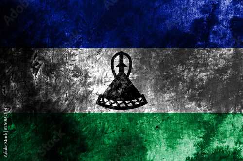 Old Lesotho grunge background flag