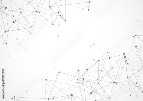 Abstract geometric connecting dots and lines. Connection science and Digital technology background. Molecular structure and communication. Vector illustration